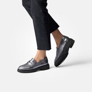 New Paul Green Wellesley Platform Loafer Piom Black Combo Sz 8